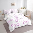 thumbnail image 3 of jejeloiu Cartoon Cute Bowknot 7pcs Bedding Comforter Set,Kawaii Bow Bowtie Queen Bedding Sets,Pink White Queen Sheet Sets For Girls,Ultra Soft Home Decor Reversible, 3 of 8