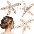 thumbnail image 1 of PAGOW 3 pinzas para el pelo de estrella de mar, perlas doradas, pinzas para el pelo con diamantes de imitación de colores, soporte para coleta de cristal con forma de estrella de mar, accesorios para, 1 of 1