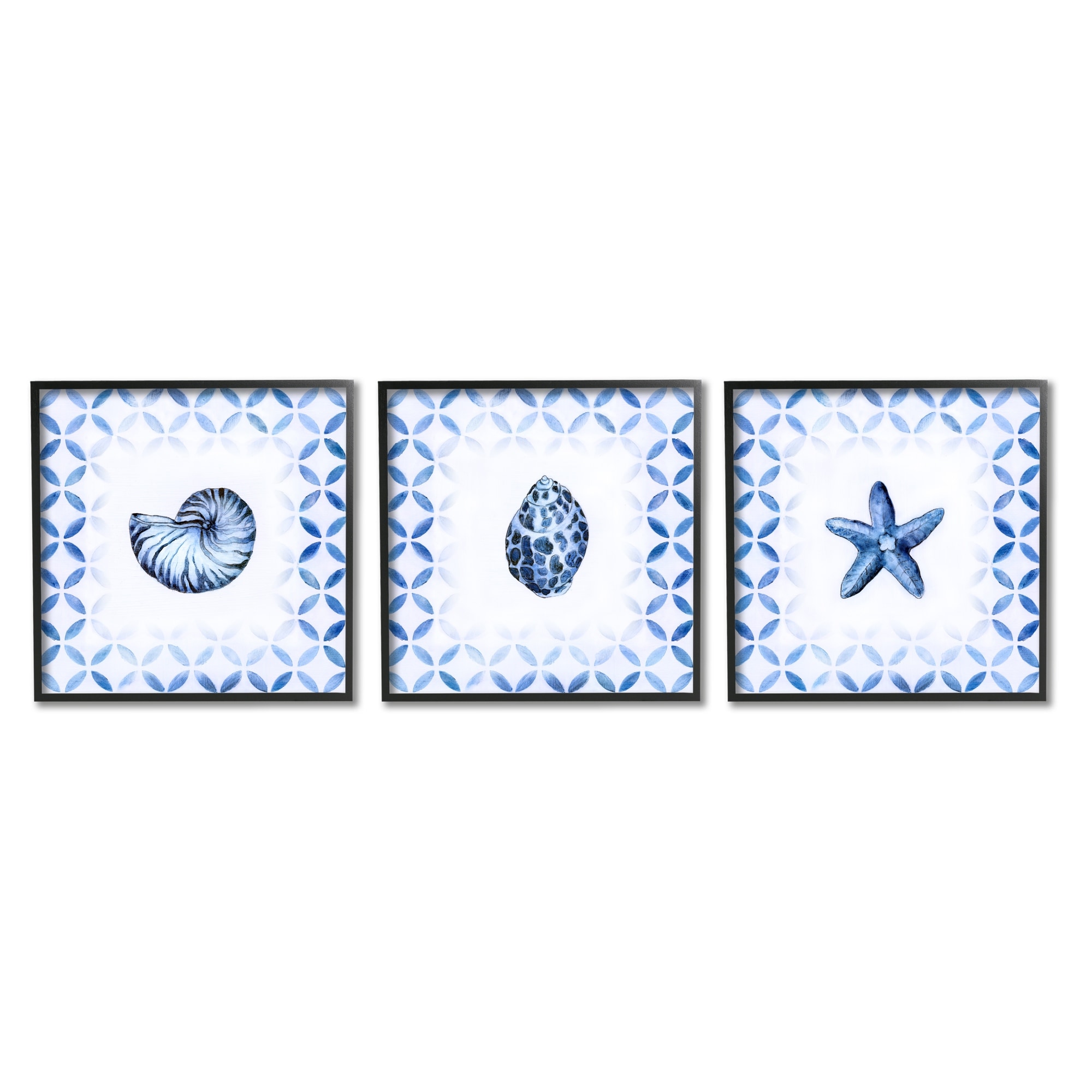 Stupell Industries Nautilus Spiral Shell Starfish Blue Aquatics Circle Pattern, 12 x 12, Design by Tava Studios​