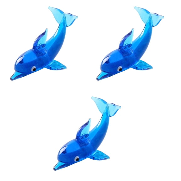 3 Pieces Dolphin Ornament Decor Glass Dolphin Figurine Turtle Figurines Glass Dolphin Statue