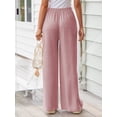 thumbnail image 5 of TEMOFON Pants for Women Wide Leg Linen Pant Flowy Palazzo Summer Casual Pants with Pocket Pink Drawstring Comfort Loose Lounge Pants XL, 5 of 10