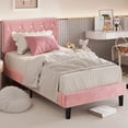 thumbnail image 6 of VECELO Twin Bed Frame, Pink Twin Size Upholstered Bed with Button Tufted Headboard, Easy To Assemble, No Box Spring Needed, Pink, 6 of 7