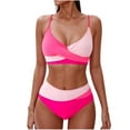 thumbnail image 1 of Conjunto de Bikini de Cintura Alta para las Mujeres Bloque de Color Cruzando Suspensiones, Traje de Baño de Moda sin Espalda Sexy, 1 of 4