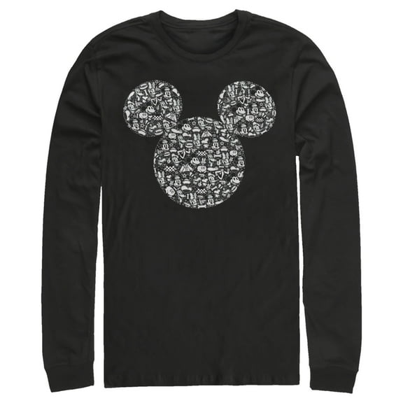 Men's Mickey & Friends Filled With Faces Long Sleeve Shirt Black Small