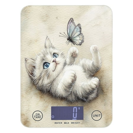 

WOBOGO Cat Plays with Butterfly Kitchen Scale Digital Gram and Ounce Weighing for Cooking Baking Ketogenic Diet Meal Prep