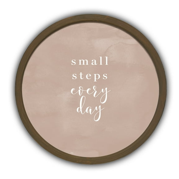 Creative Products Small Steps Every Day 20 x 20 Round Brown Framed Print