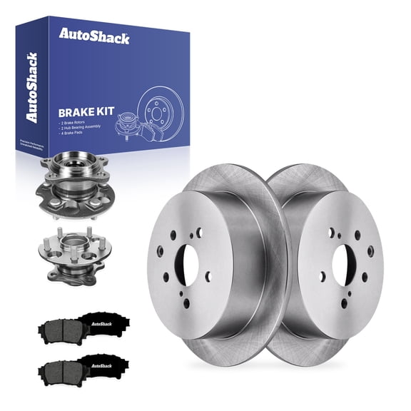 AutoShack Rear Solid Brake Rotors   Premium Ceramic Pads   Hub Bearing Assembly 8-PC Brake Kit Replacement for 2011-2020 Toyota Sienna 12.17" (309 mm)