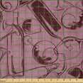 thumbnail image 2 of Ambesonne Vintage Fabric by the Yard Microfiber, Wine Glasses Bottles Art, 1 Yard, Dark Fuchsia Maroon, 2 of 2
