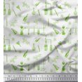 thumbnail image 1 of Soimoi Green Poly Georgette Fabric Check & Scientific Lab Equipments Education Theme Print Fabric by the Yard 42 Inch Wide, 1 of 1
