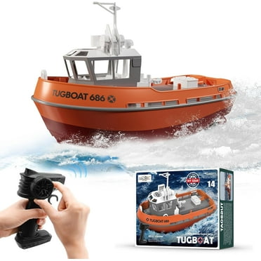 RC Boat, 1/72 RC Tugboat for Pools and Lakes, High-Speed Remote Control Boat with 40 Mins Play Time and Low Battery Reminder for Kids and Adults