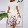 thumbnail image 4 of WTOBBY Women's Stretchy Belted Floral Print Short Sleeve Round Neck Casual Elegant Outdoor Dress,Pink 2XL, 4 of 4