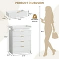thumbnail image 4 of Pusnapku Fluted 4 Drawers Dresser, 38" Tall Modern Chest of Drawers with Power Outlet,LED Light, Vertical Wood Storage Dresser for Living Room,Bedroom, 4 of 9