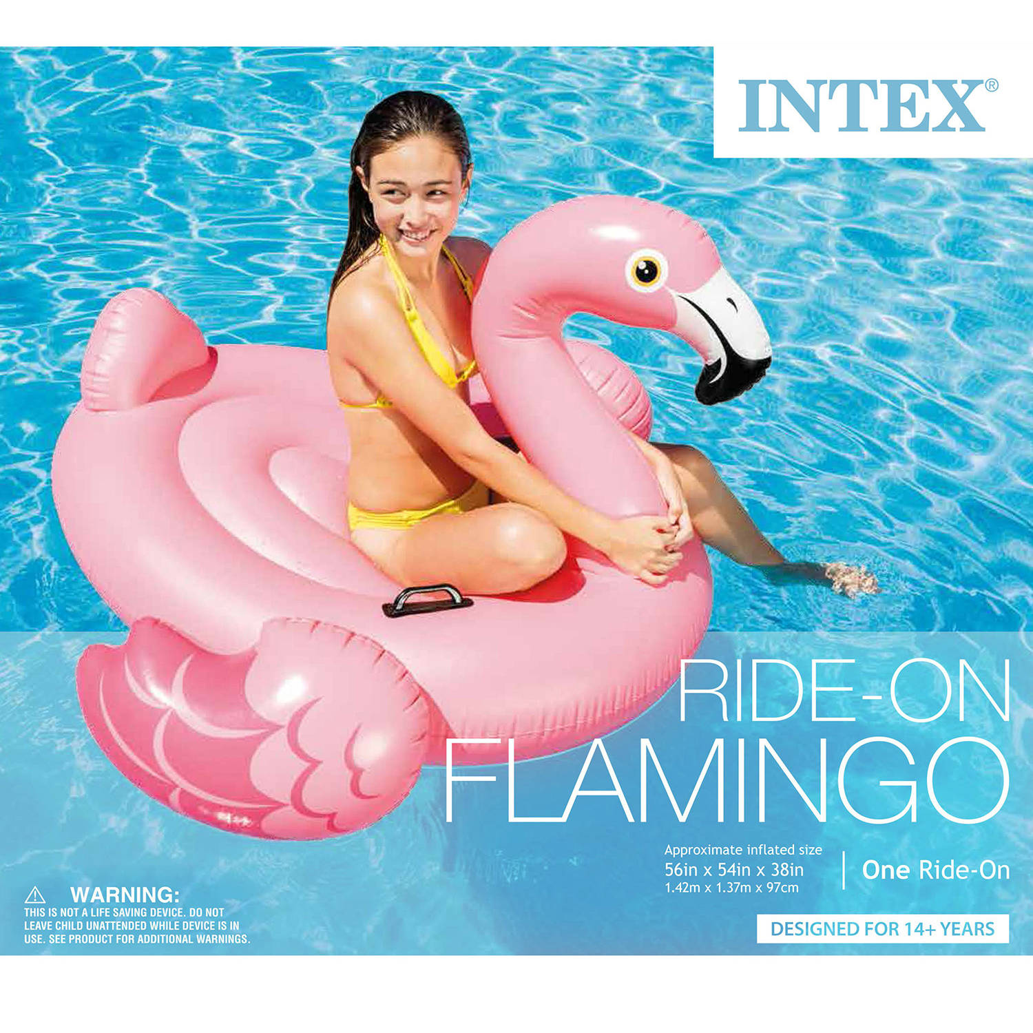 Large Pink Flamingo Ride-On Inflatable Pool Float with Handles for Ages 3+ - image 3 of 3