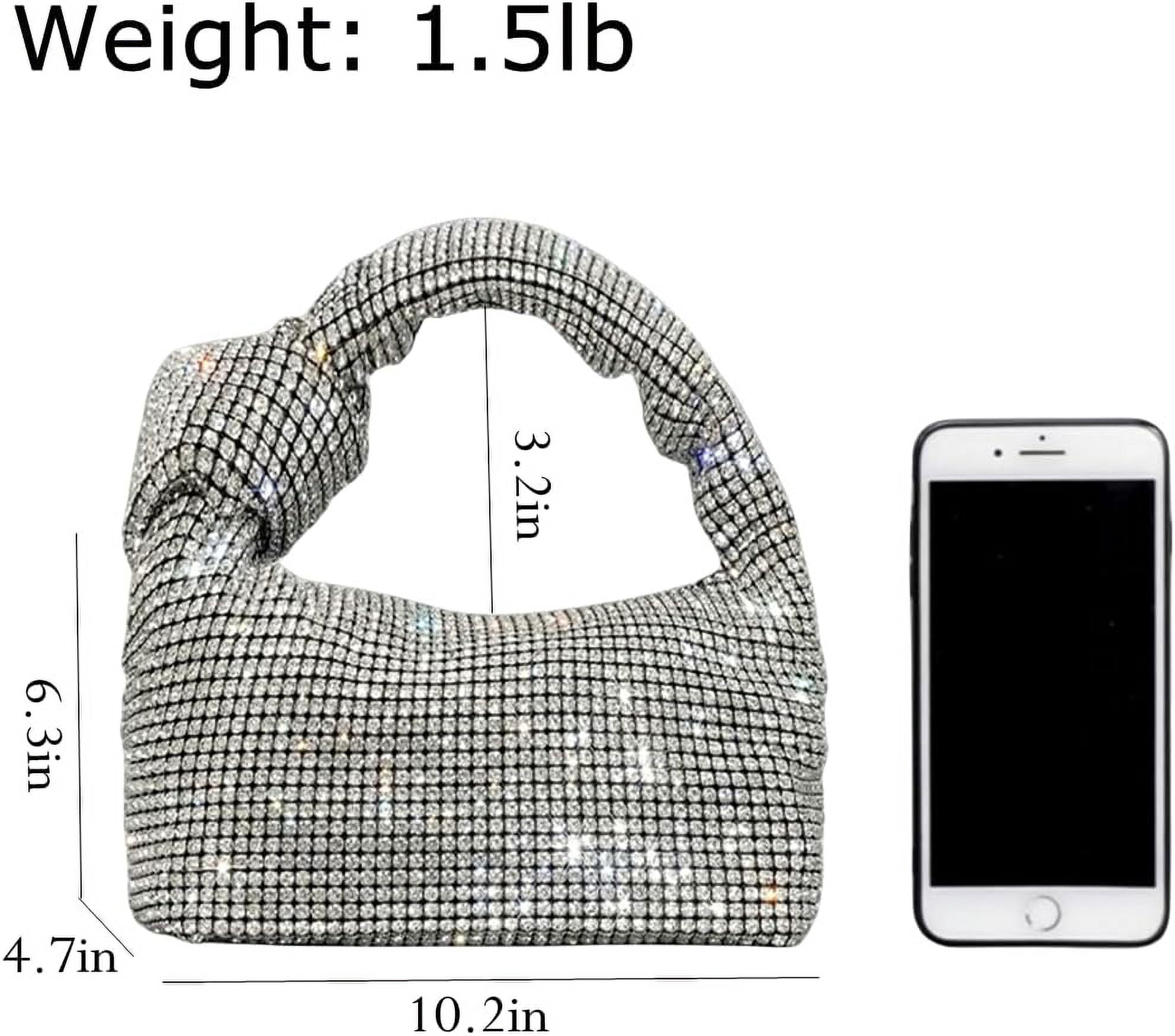 NANAHuang Bling Full Glitter Knotted Handbag for Women Crystal Rhinestone Hobo Dumpling Bag Diamond Evening Clutch Crossbody Bag