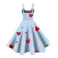 thumbnail image 4 of LWavelet Valentine's 2026 Short Sleeve Heart Polka Dot Dress, Women's Rose Accent Flowy A Line Casual Sundresses Sky Blue L, 4 of 4