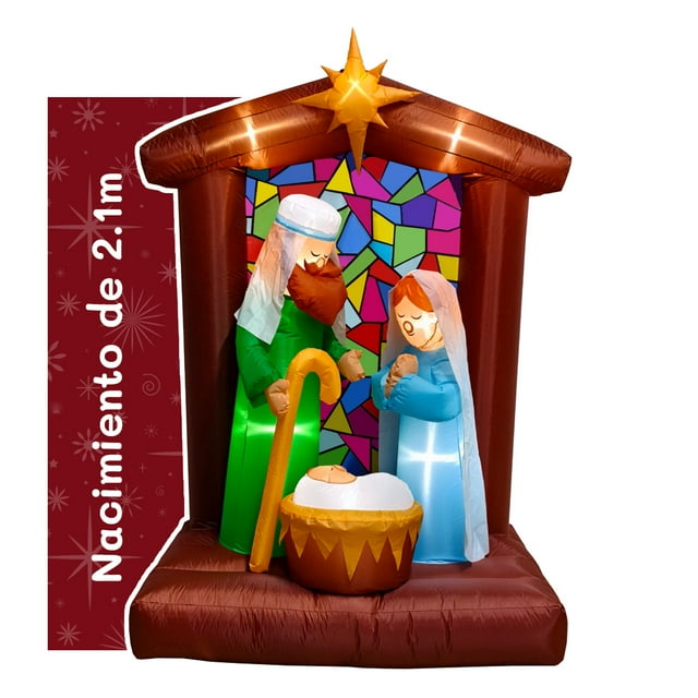 Inflable de Navidad nacimiento Navideño modelo Vitral 2.1 m de alto con luces LED Christmas inflatable Artego