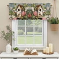 thumbnail image 3 of Hummingbird Magpie Window Valance Curtain Spring Begonia Flower Branch Bird Rod Pocket Short Curtain for Living Room, Bedroom & Kitchen Window Decor 42x12in, 3 of 8