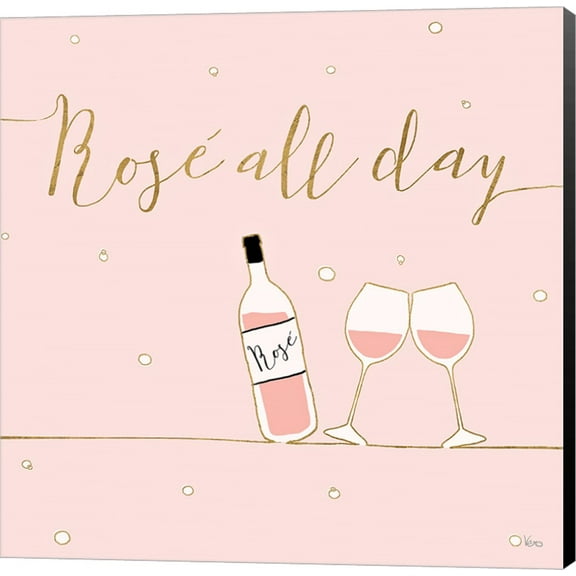 Underlined Bubbly V Pink by Veronique Charron, Canvas Wall Art