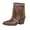 Brown, variant on Women's Fringe Cowboy Boots with Studded Chunky Heels Mid Calf Western Cowgirl Boots Perfect for Country Music Festivals