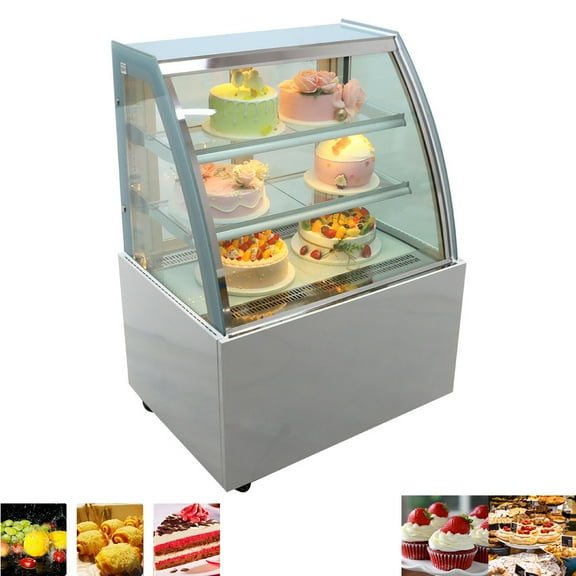 PreAsion Refrigerated Cake Showcase Bread Dessert Pie Floor-to-ceiling Cabinet Bakery Display 220V