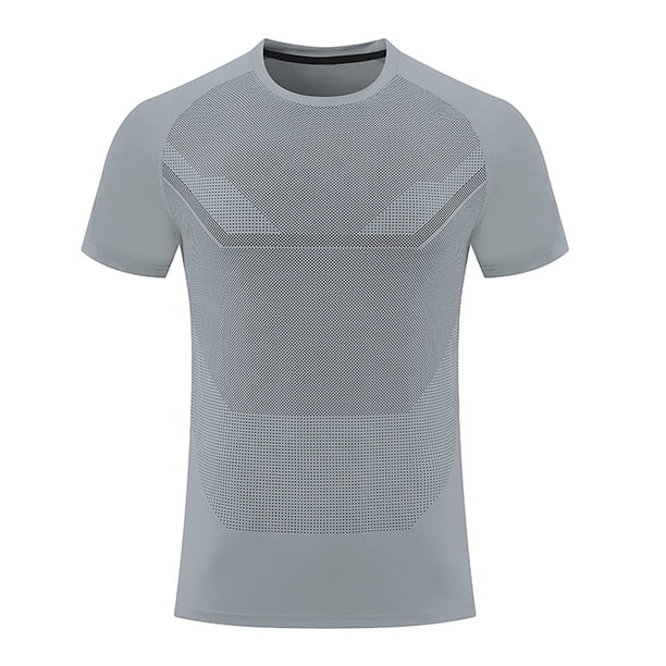 Tops para hombre, blusas y camisas de cuello redondo y manga corta para hombre, blusas de verano para hombre de malla transpirable elástica ajustada cómoda deportiva informal de manga corta con cuello
