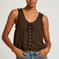 thumbnail image 3 of XUNKUSGA Tank Tops for Women Summer Boho Lace Tie Front V Neck Going Out Tops Casual Loose Cotton Linen Button Down Sleeveless Y2k Tops for Beach,M, 3 of 7