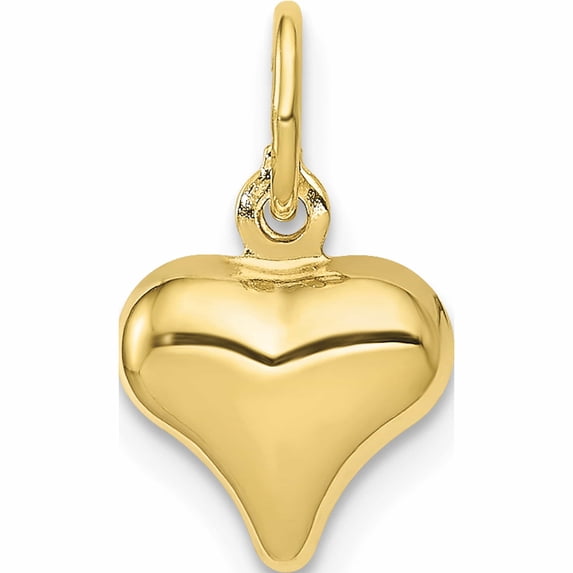 10K Yellow Gold Polished 3-D Heart Charm (14 X 9) Made In Indonesia -Jewelry By Sweet Pea