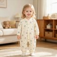 thumbnail image 2 of CAUYDY Preemie Girls Clothes Baby Sleepers 0-3M 6-9M 12-18M Newborn Long Sleeve Bodysuit Fall Winter Infant Girl Pajamas Toddler Jumpsuit Sizes 6-9 Months,Blue, 2 of 9