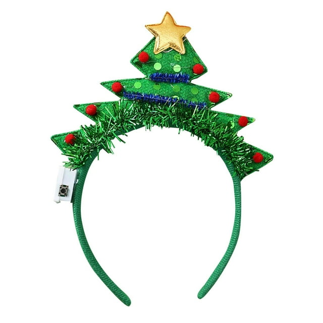 Xihbxyly Diadema de Astas Navideñas, Adorno Luminoso para El Cabello, Diseño de Luces Brillantes, Estilo Único de Árbol de Navidad, Ideal para Fiestas y Fotos Navideñas, Apto para Adultos y Niños.