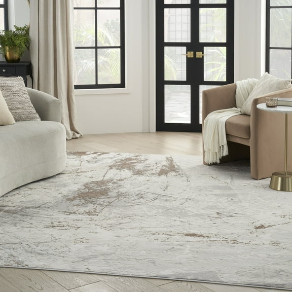 Nourison Desire Glam Cream Grey 7'10" x 9'10" Area Rug (8x10)