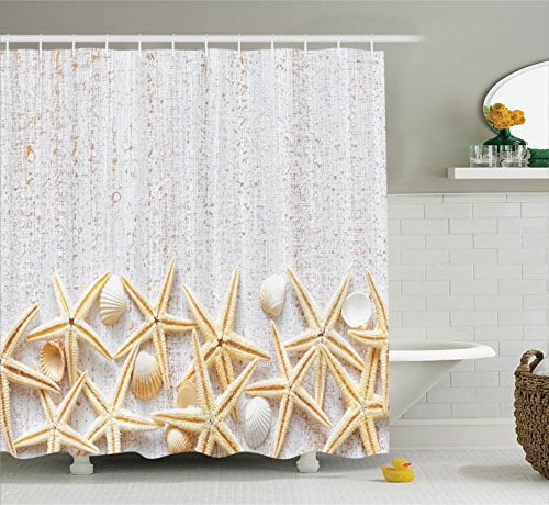 Seashells Decor Shower Curtain Set By Sea Shells On Timber