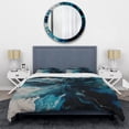 thumbnail image 3 of Designart "Aqueous Whimsy in Teal and Black II" Abstract Bedding Covert Set - Modern Teal Transitional Bed Set With 2 Shams, 3 of 6