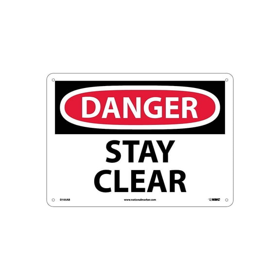 National Marker Danger Signs; Stay Clear 10X14 .040 Aluminum D105AB