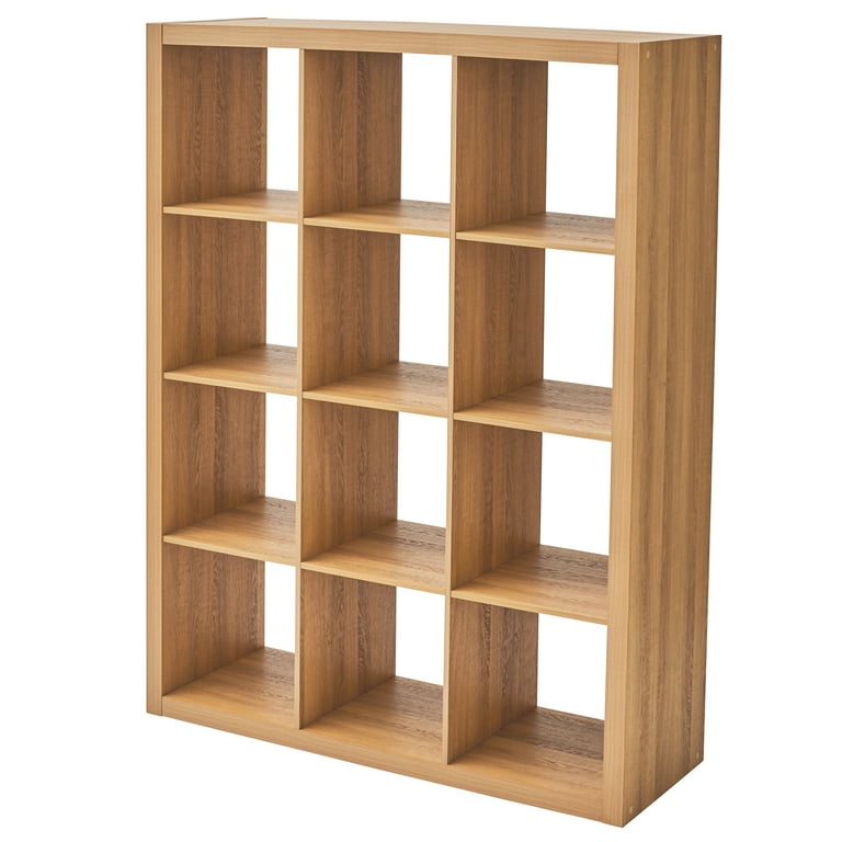 better homes & gardens 12 cube storage organizer tobacco oak Better Homes & Gardens 12 Cube Storage Organizer, Light Honey