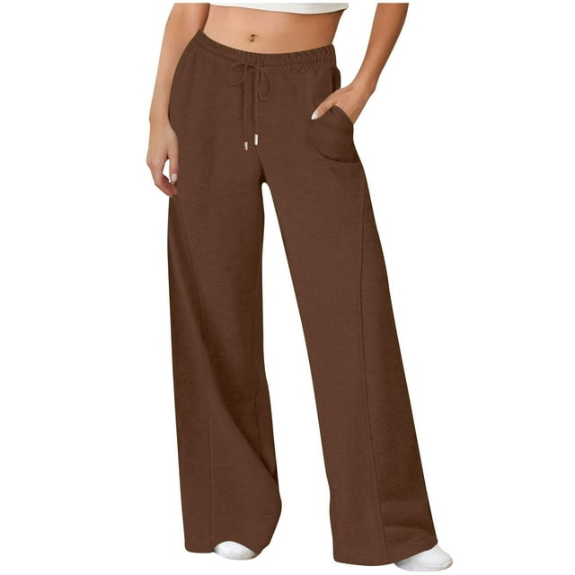 BLVB Womens Wide Leg Sweatpants High Waisted Baggy Lounge Pants Fashion Ladies Drawstring Athletic Joggers with Pockets