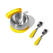 Stainless Steel Baby Bowl Bundle - BLW Removeable Suction Infant Feeding Bowl + Lid + 2 Spoons Set