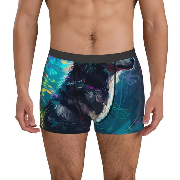 Fotbe Colorful Plant Wolf Calzoncillos Tipo Boxer con Bolsa de Soporte Total para Hombre, X-Temp Fresco, Transpirable y de Secado Rápido-Medium