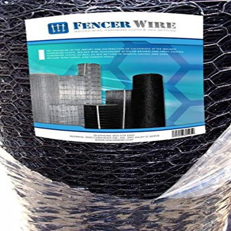 Fencer Wire Poultry Hex Netting 20 Gauge Vinyl Coated Black 60in x150ft