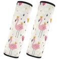thumbnail image 2 of WOBOGO Cute Pink Flamingos Crowns Hearts Seat Belt Cover 2 Piece Soft Comfort Driving Shoulder Pad Suitable for All Cars and Backpacks, 2 of 8
