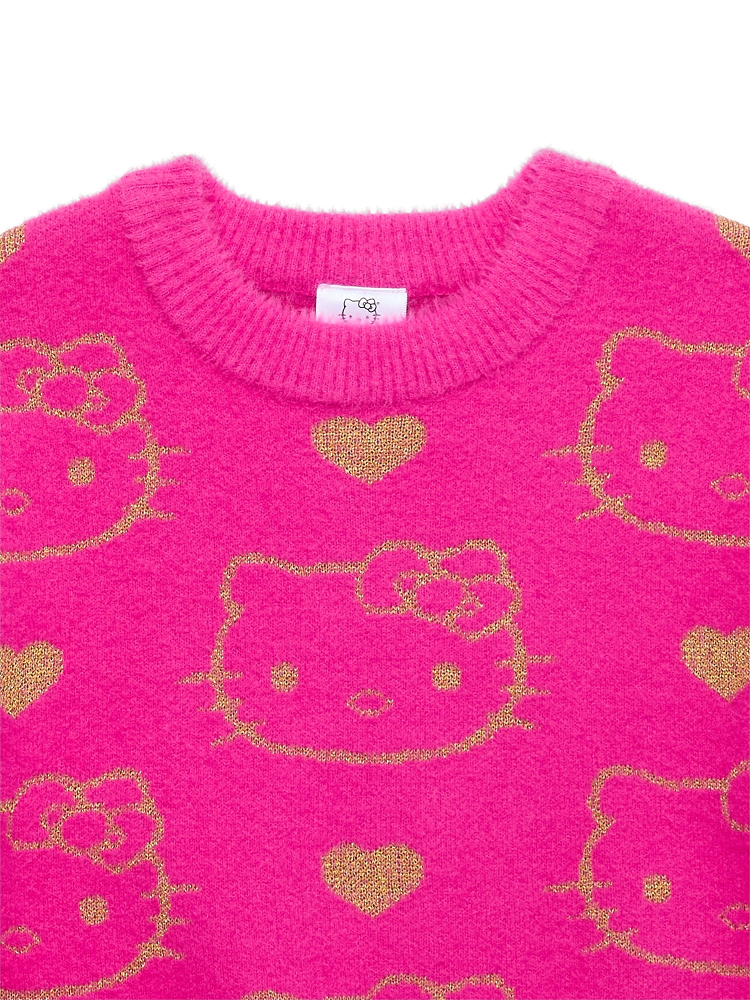 Hello Kitty Girls Metallic Lurex Holiday Sweater, Sizes 4-16
