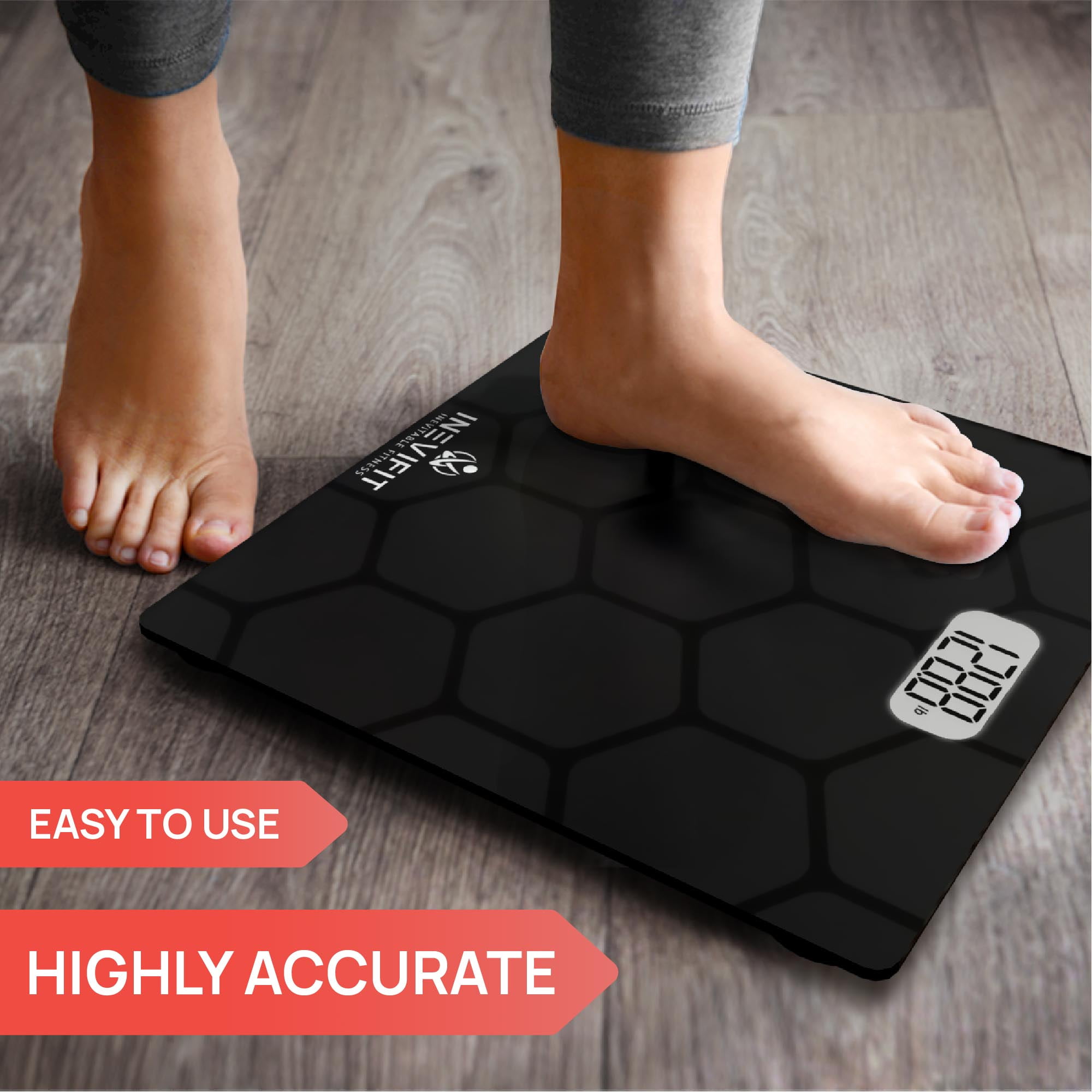 INEVIFIT Bathroom Scale, Highly Accurate Digital Body Weight Scale Up to 400lbs - Black