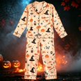 thumbnail image 2 of Yuncity Girls Pajamas Halloween Pumpkin Print Autumn Down Collar Long Sleeve Long Sleepwear Pjs Set Casual Lapel Home Sleepwear Size 2-3 Years Light Yellow, 2 of 3