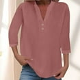 thumbnail image 2 of Women Fashion V Neck Point Sleeve Button Casual Comfortable Top, 2 of 5