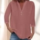 thumbnail image 2 of Top informal de mujer con cuello en V, mangas con puntas y botones, poliéster y spandex, corte holgado y cómodo, tallas S-XXL, 2 of 5