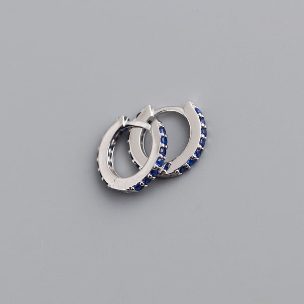 Pendientes de circonitas de color con microincrustaciones redondas de plata esterlina S925 de 7 mm para mujer de Europa y Estados Unidos