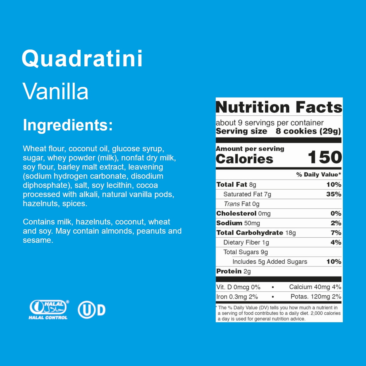 Loacker Quadratini Variety Pack Wafer Cookies, Mix of Hazelnut/Dark Chocolate/Vanilla/Chocolate, Pack of 6