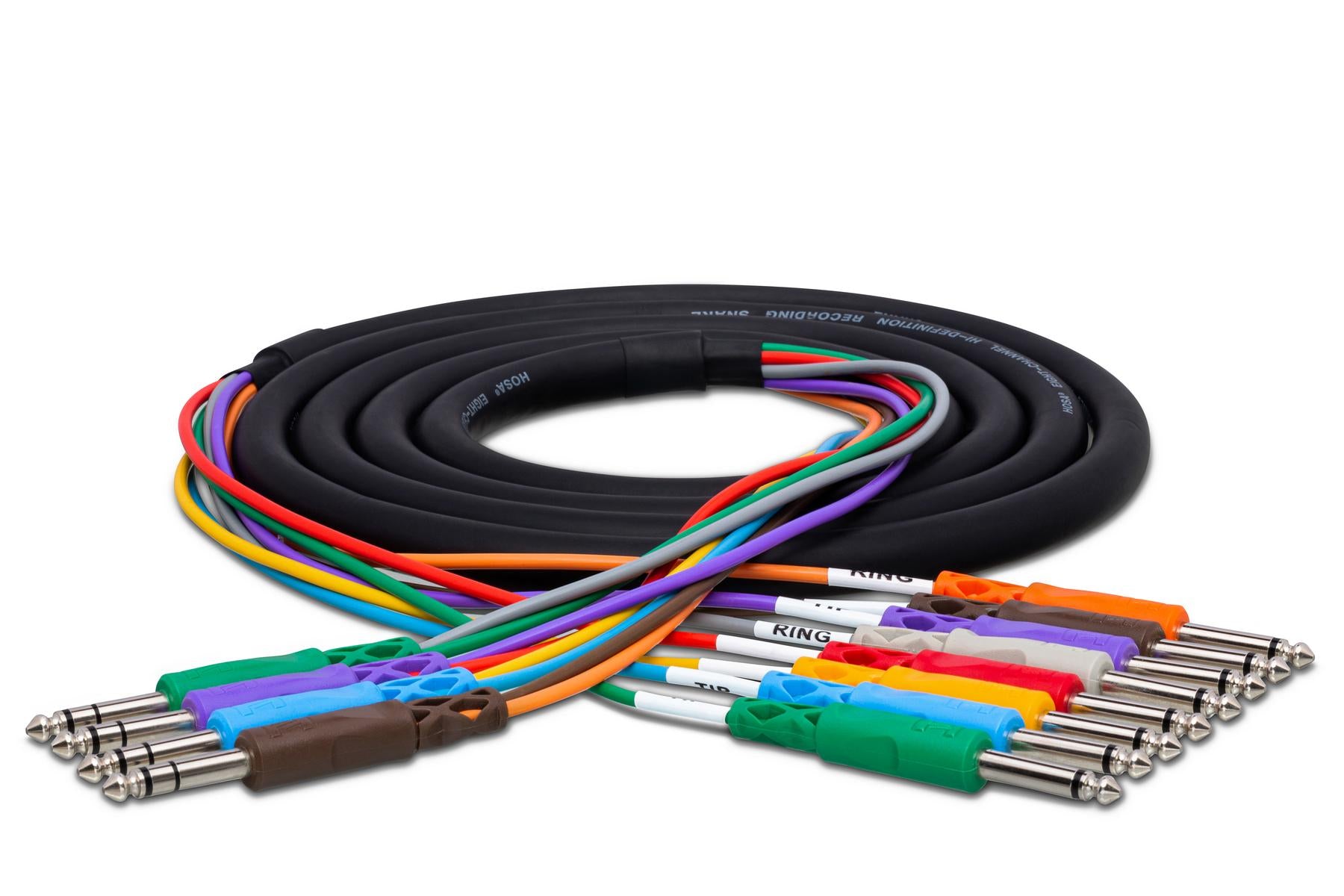 Hosa Technology 2m Four TRS 1/4" Male to Eight TS 1/4" Male Insert Snake Cable