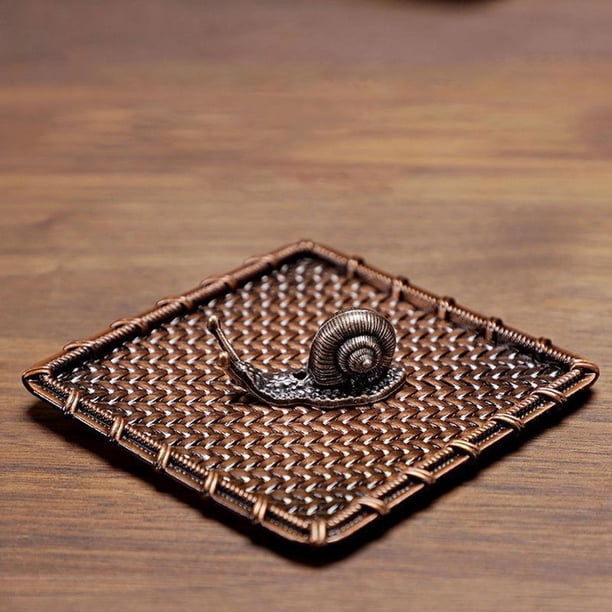Small Holder Ornament, Metal Sticks Crafts, Pan, Stand Plate, Landscape, for Home Decor Bedroom Desktop , marrón cuadrado Colco Poseedor