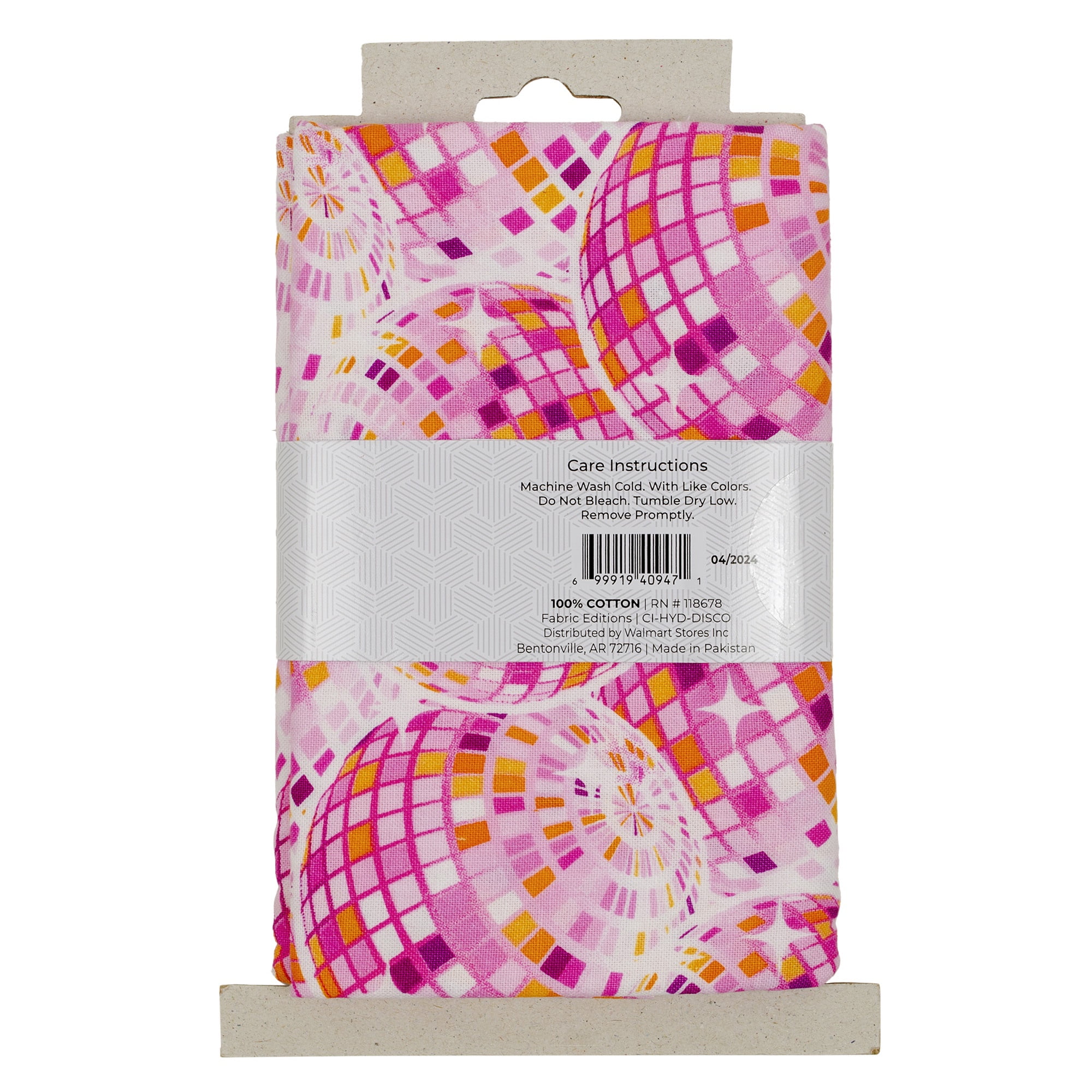 Fabric Editions 18" x 42" Cotton Disco Ball Half Yard Precut Sewing & Craft Fabric, Pink 1 Piece