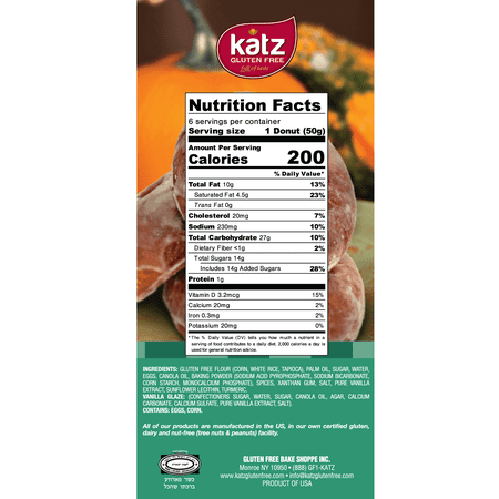 Katz Gluten Free Donuts - 4 | Gluten Free, Dairy Free, Nut Free, Soy Free, Kosher | 7 Pack